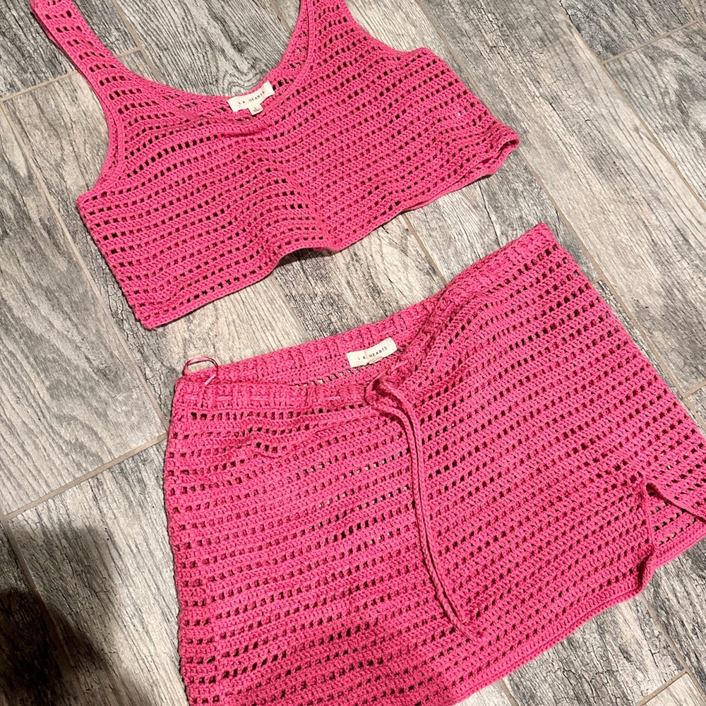 Pink knit coverup set - LA Hearts, pacsun